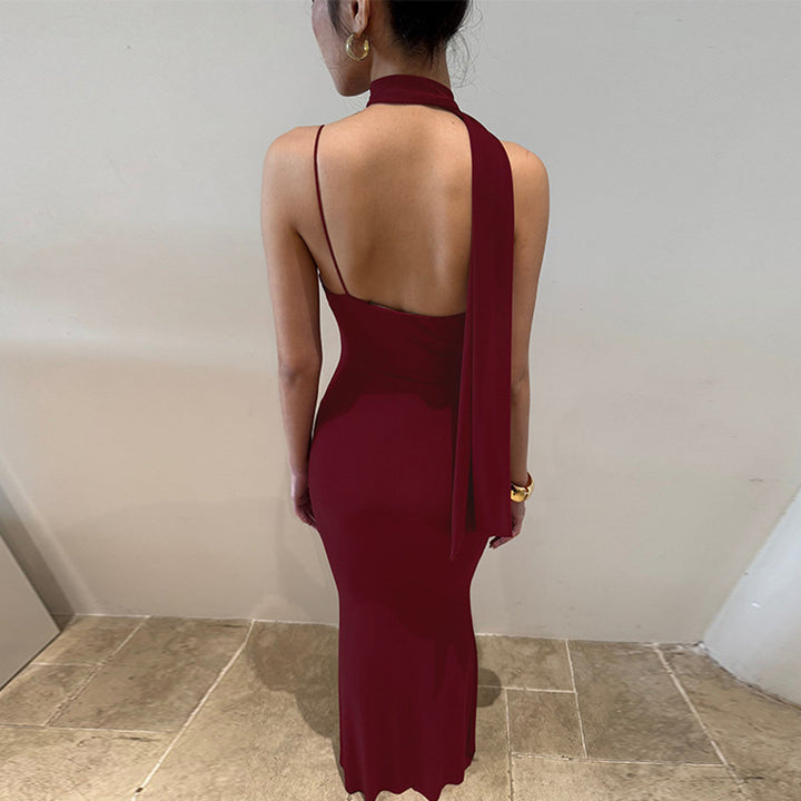 Damer Elegant Maxiklänning med asymmetrisk Halterneck Mirla-Eva Jonsson
