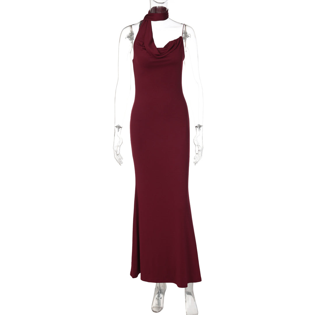 Damer Elegant Maxiklänning med asymmetrisk Halterneck Mirla-Eva Jonsson