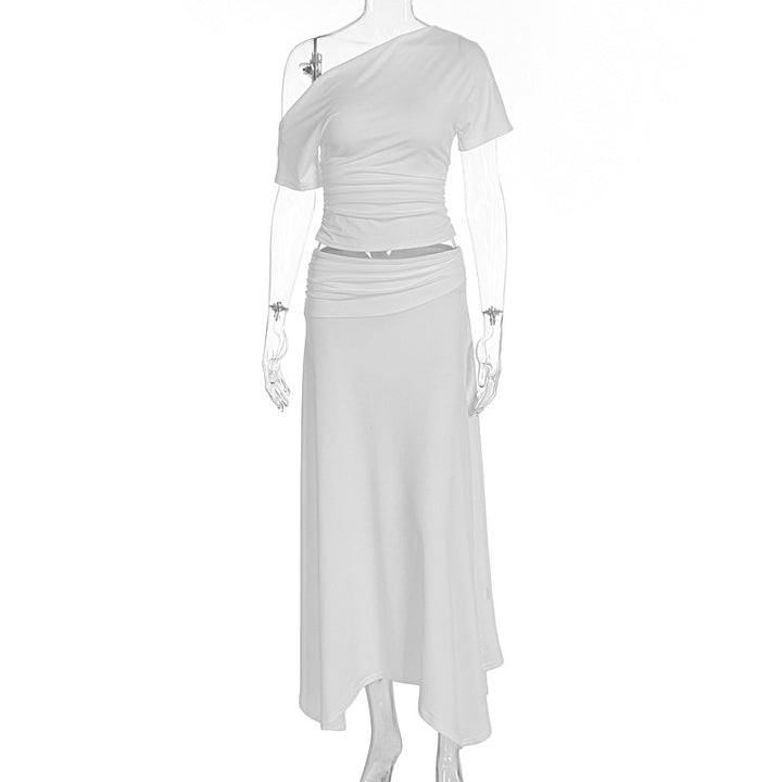 Damer Elegant Maxiklänning med asymmetrisk design och drapering Mirla-Eva Jonsson