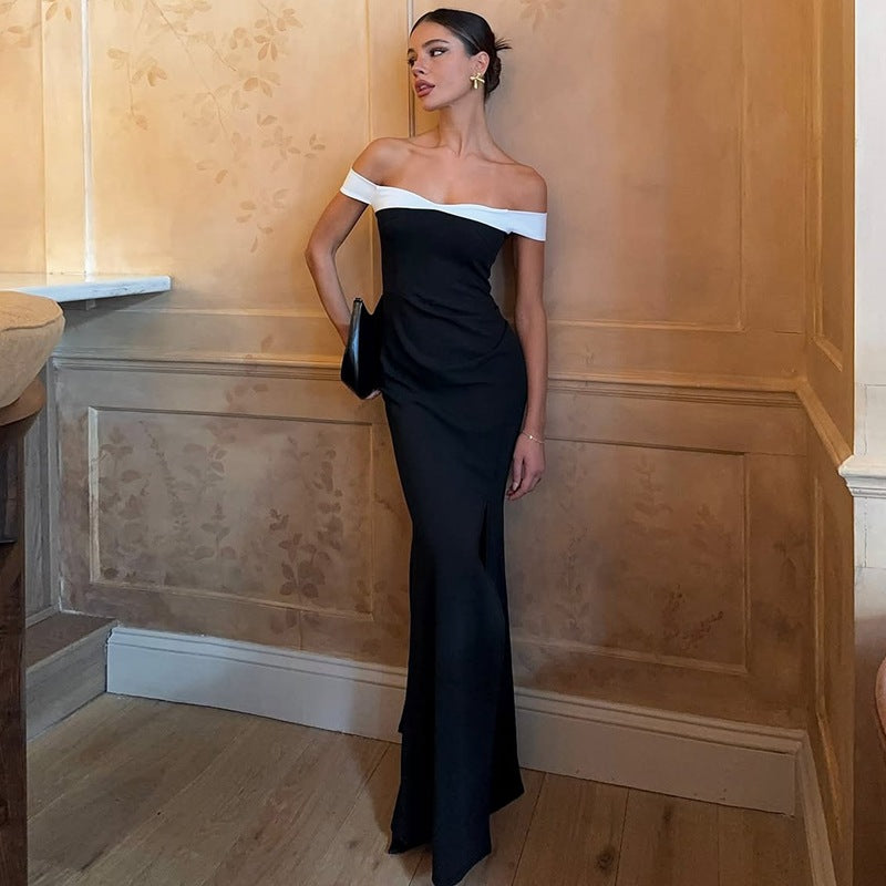 Damer Elegant Maxiklänning med axelbar design och sidöppning Mirla-Eva Jonsson