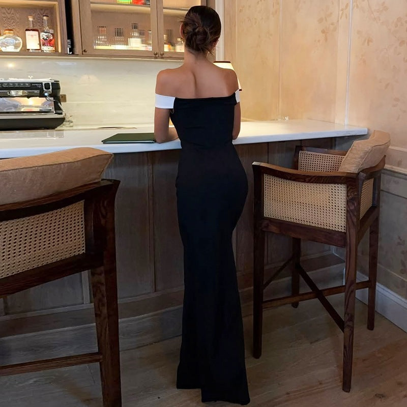 Damer Elegant Maxiklänning med axelbar design och sidöppning Mirla-Eva Jonsson
