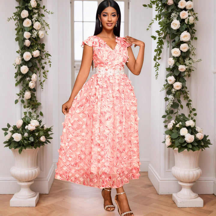 Damer Elegant Maxiklänning med blommiga volanger Mirla-Eva Jonsson