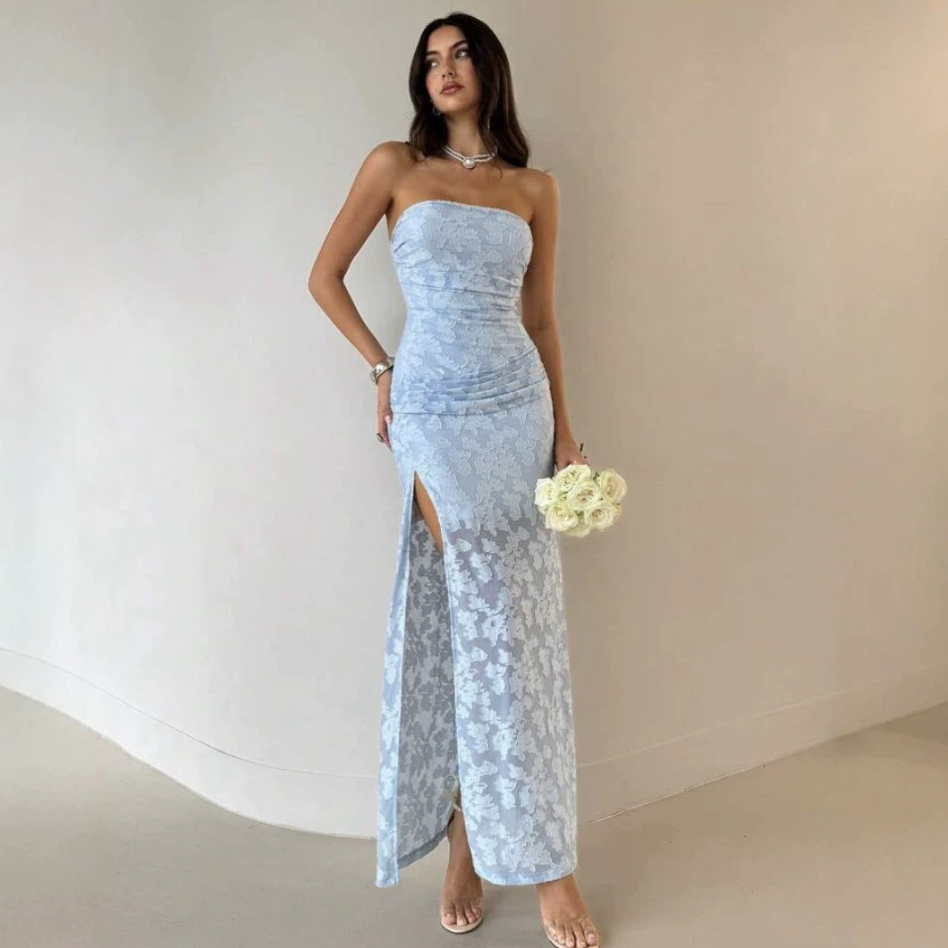Damer Elegant Maxiklänning med blommigt mönster och hög delning Mirla-Eva Jonsson