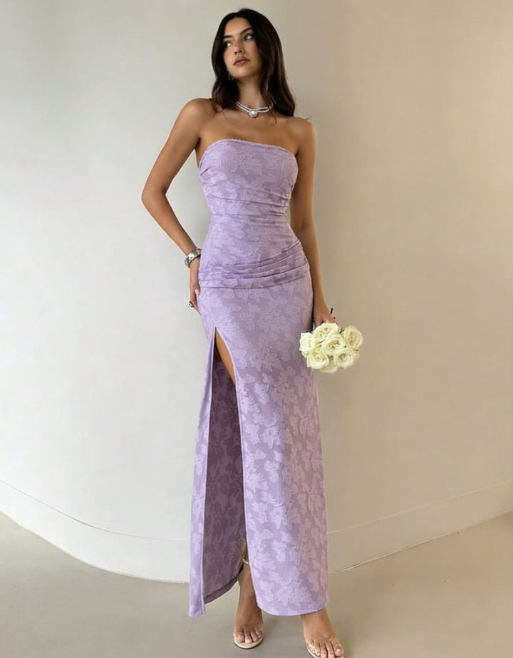Damer Elegant Maxiklänning med blommigt mönster och hög delning Mirla-Eva Jonsson