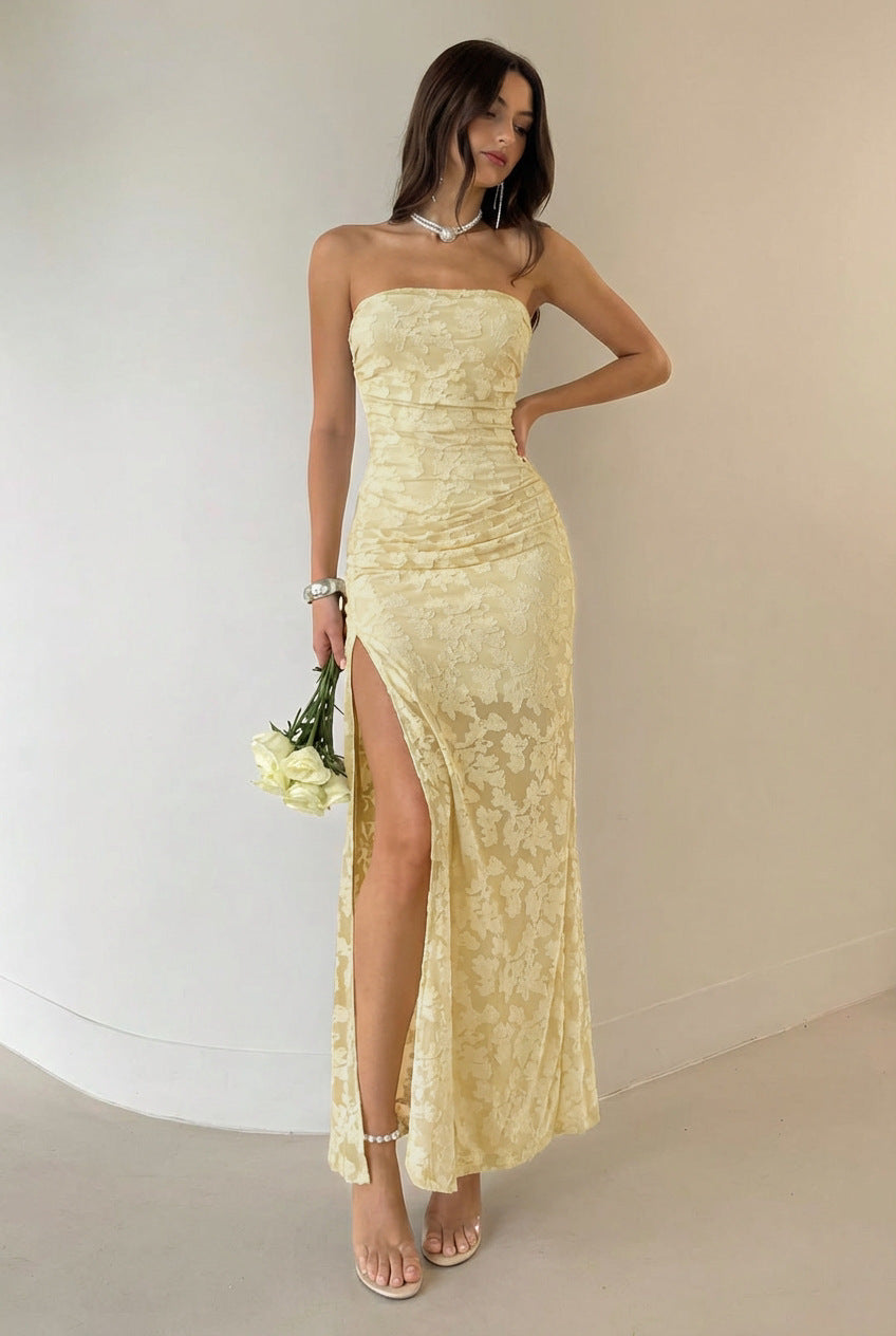 Damer Elegant Maxiklänning med blommigt mönster och hög delning Mirla-Eva Jonsson
