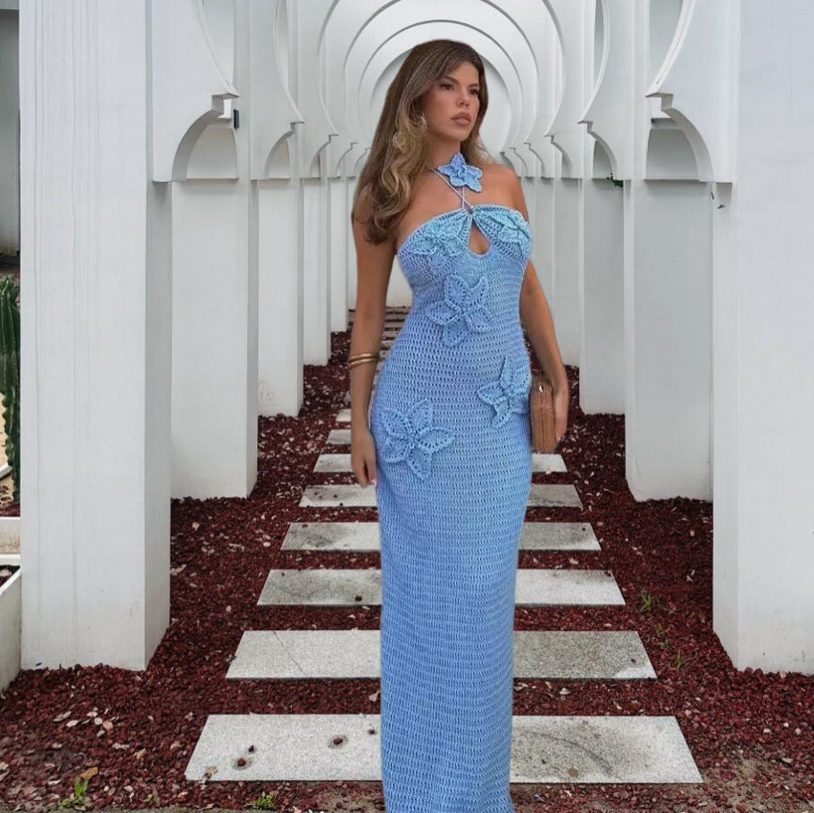 Damer Elegant Maxiklänning med blommigt virkat mönster Mirla-Eva Jonsson