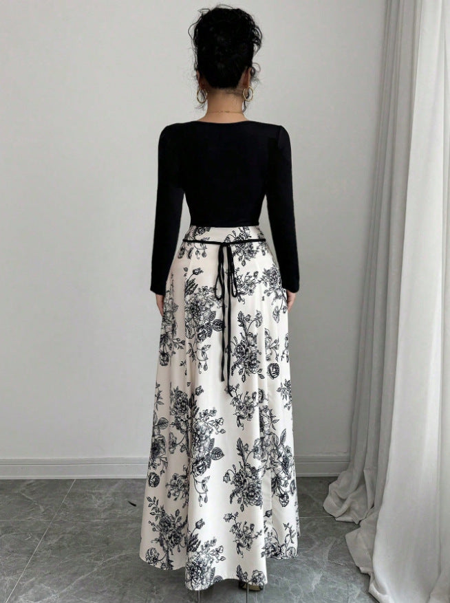 Damer Elegant Maxiklänning med blommönster och figursydd passform Mirla-Eva Jonsson