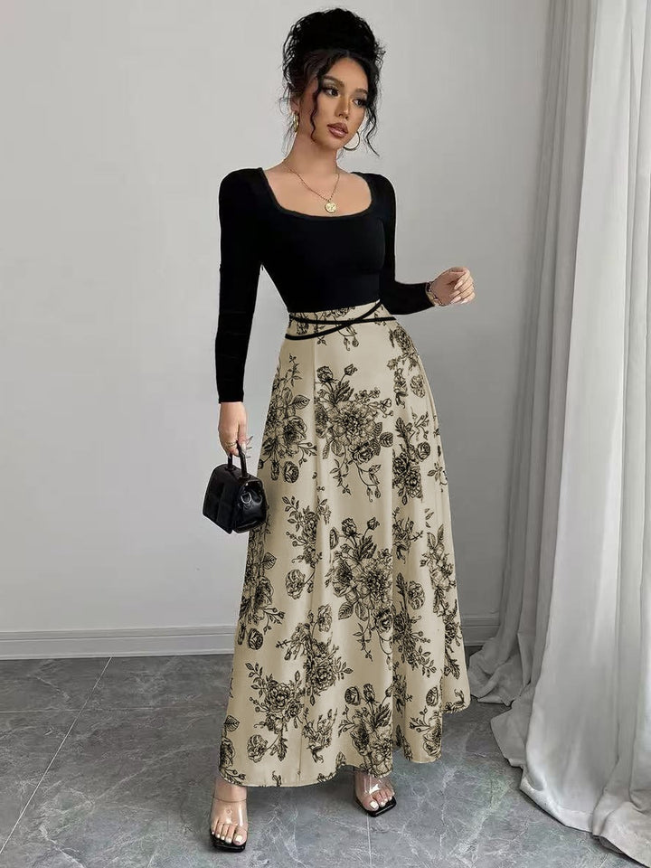 Damer Elegant Maxiklänning med blommönster och figursydd passform Mirla-Eva Jonsson