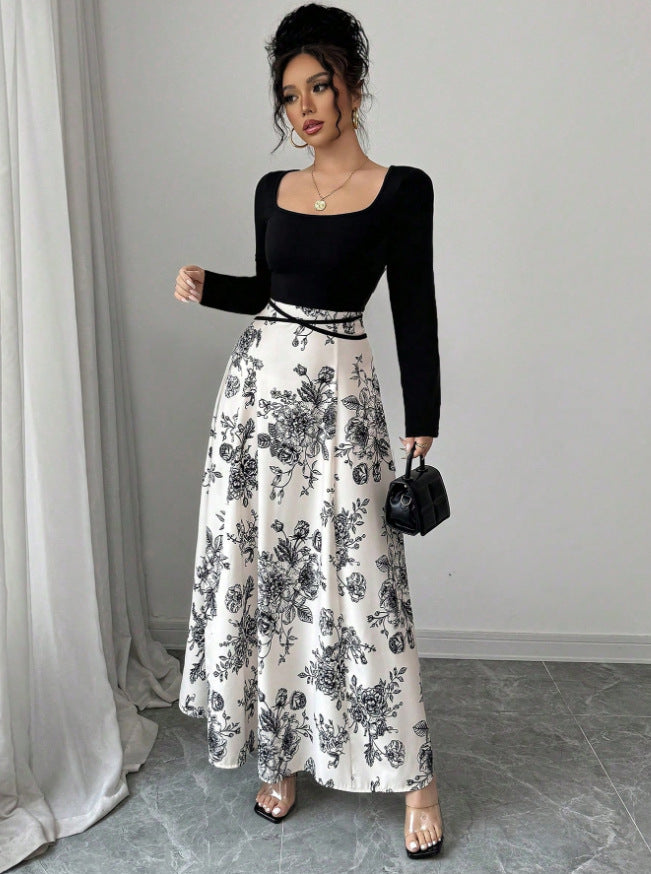 Damer Elegant Maxiklänning med blommönster och figursydd passform Mirla-Eva Jonsson