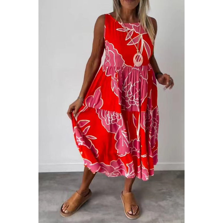 Damer Elegant Maxiklänning med blommönster och flödande kjol Mirla-Eva Jonsson