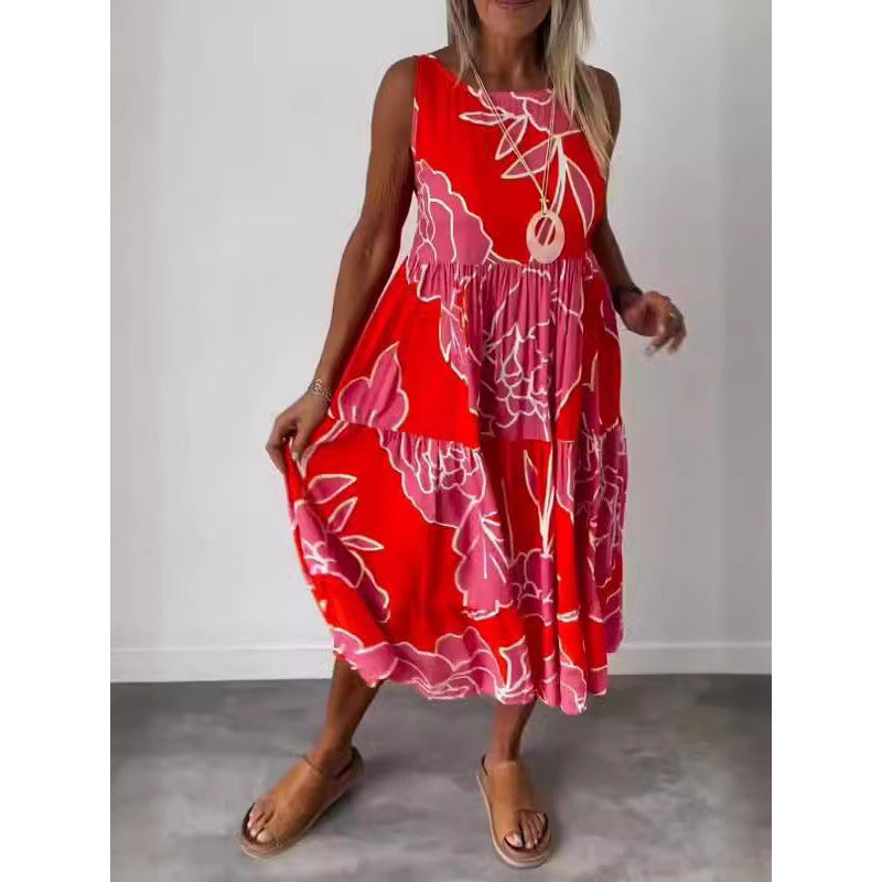 Damer Elegant Maxiklänning med blommönster och flödande kjol Mirla-Eva Jonsson