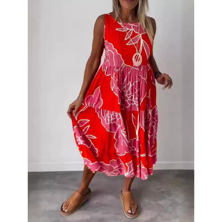 Damer Elegant Maxiklänning med blommönster och flödande kjol Mirla-Eva Jonsson