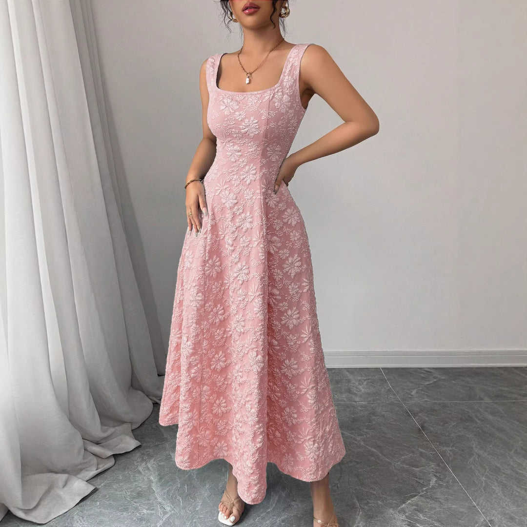 Damer Elegant Maxiklänning med blommönster och fyrkantig nacke Mirla-Eva Jonsson