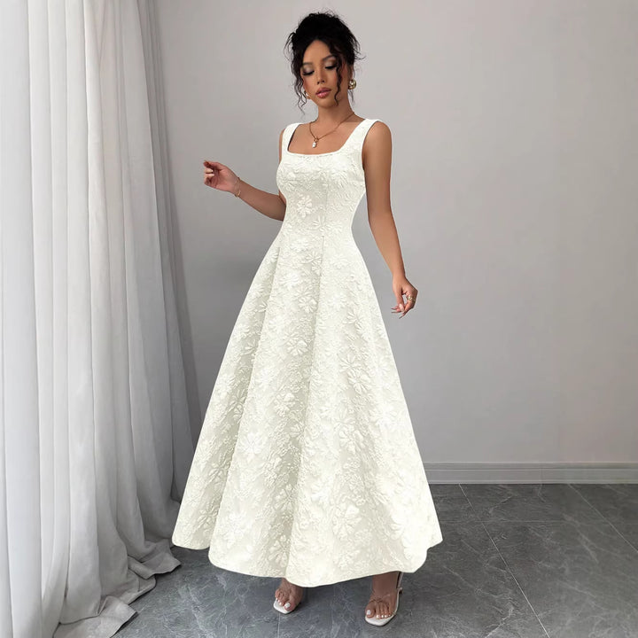 Damer Elegant Maxiklänning med blommönster och fyrkantig nacke Mirla-Eva Jonsson