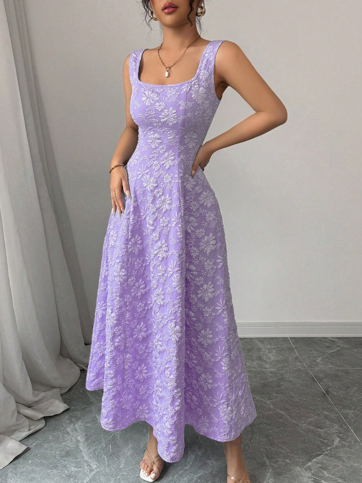 Damer Elegant Maxiklänning med blommönster och fyrkantig nacke Mirla-Eva Jonsson