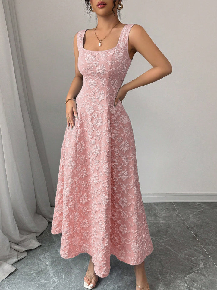 Damer Elegant Maxiklänning med blommönster och fyrkantig nacke Mirla-Eva Jonsson