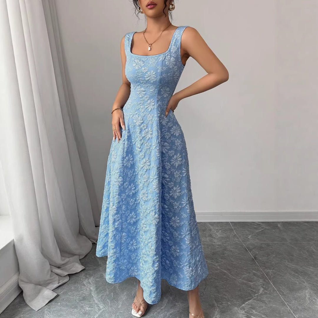 Damer Elegant Maxiklänning med blommönster och fyrkantig nacke Mirla-Eva Jonsson