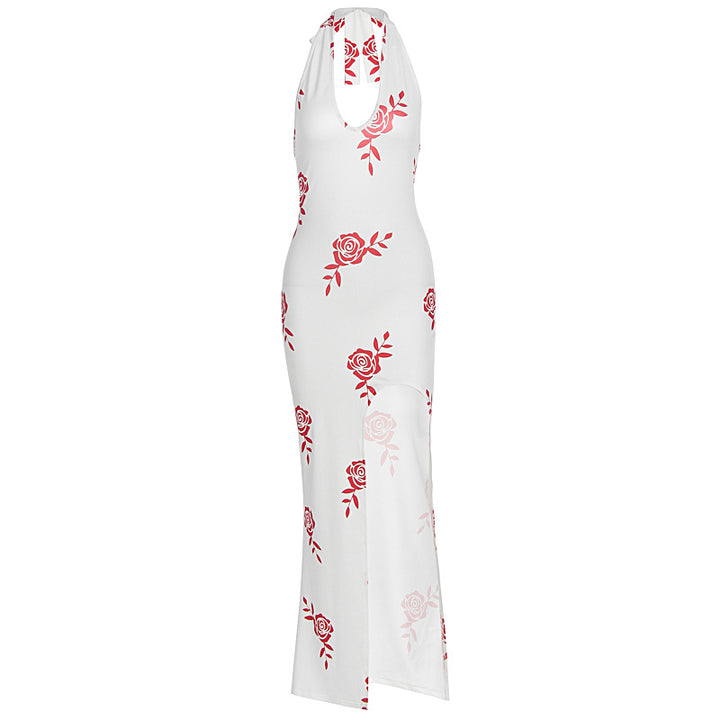 Damer Elegant Maxiklänning med blommönster och genomskinlig slits Mirla-Eva Jonsson