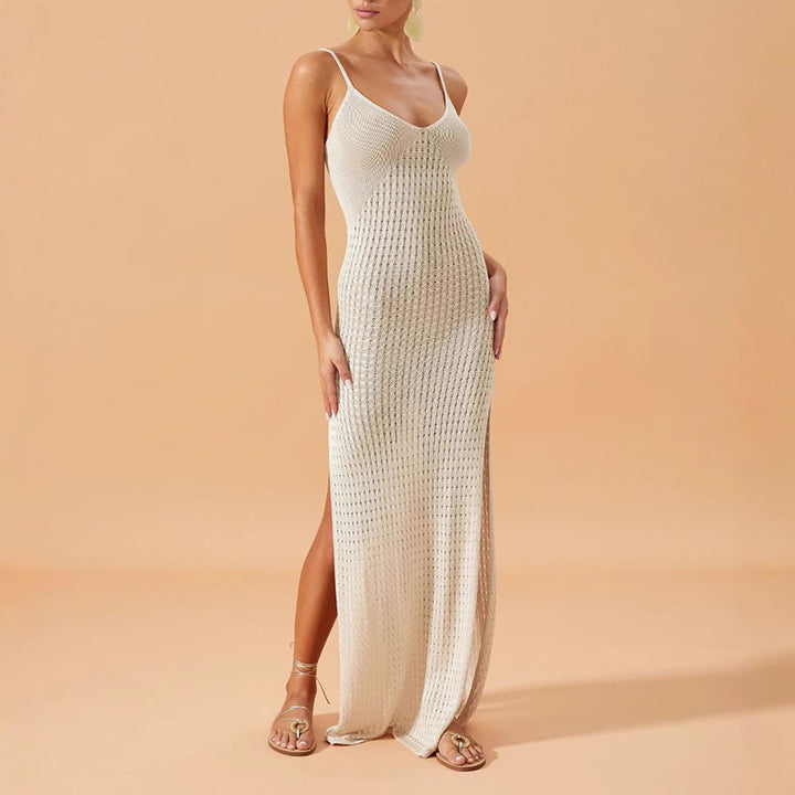Damer Elegant Maxiklänning med djup V-urringning och sidofickor Mirla-Eva Jonsson