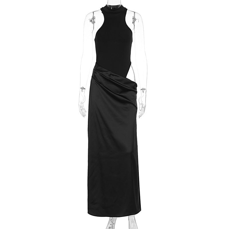 Damer Elegant Maxiklänning med figursydd Halterneck och draperad kjol Mirla-Eva Jonsson