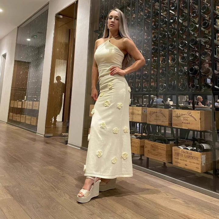 Damer Elegant Maxiklänning med fina blomapplikationer Mirla-Eva Jonsson