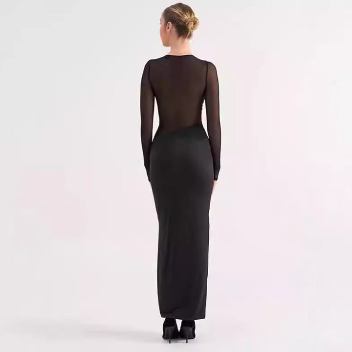 Damer Elegant Maxiklänning med genomskinliga insatser och rynkning Mirla-Eva Jonsson