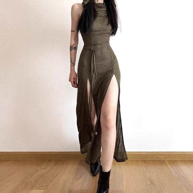 Damer Elegant Maxiklänning med hög slit och huva Eva Jonsson-Eva Jonsson