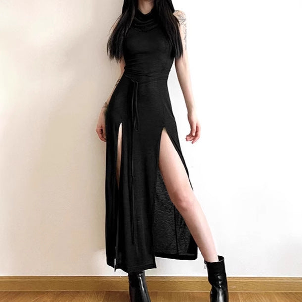 Damer Elegant Maxiklänning med hög slit och huva Eva Jonsson-Eva Jonsson