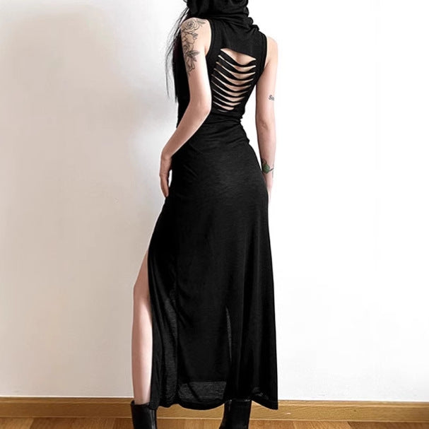 Damer Elegant Maxiklänning med hög slit och huva Eva Jonsson-Eva Jonsson