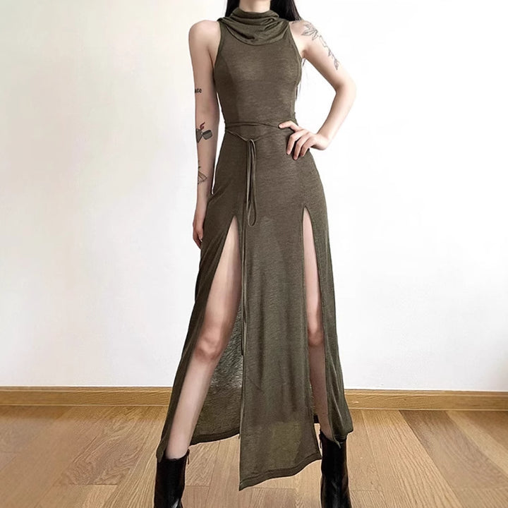 Damer Elegant Maxiklänning med hög slit och huva Eva Jonsson-Eva Jonsson