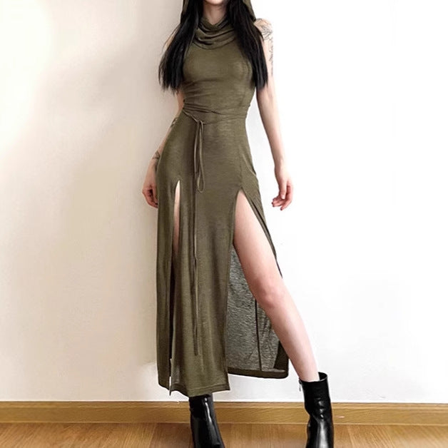 Damer Elegant Maxiklänning med hög slit och huva Eva Jonsson-Eva Jonsson