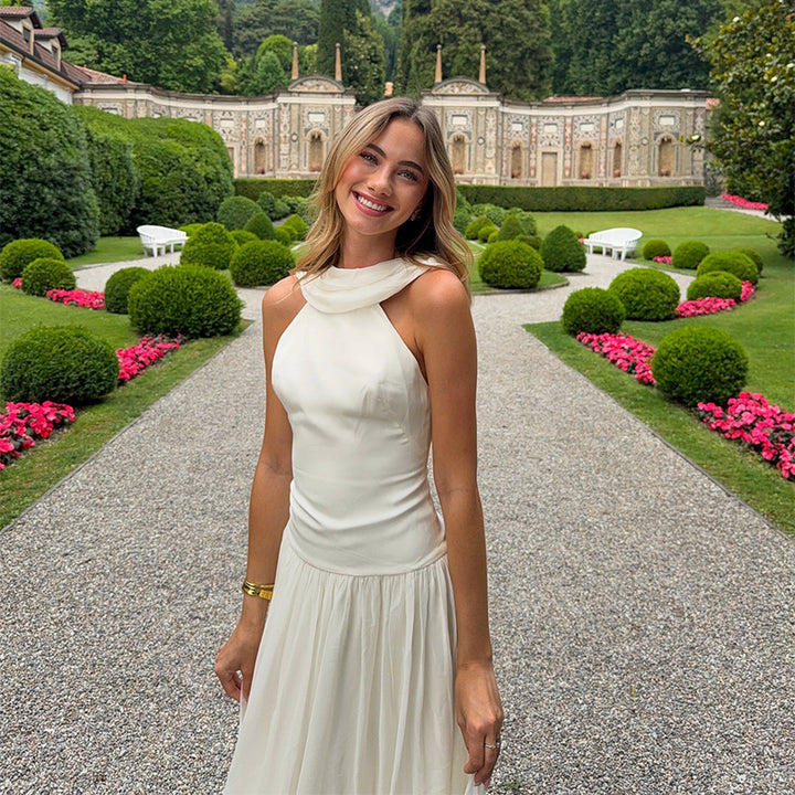 Damer Elegant Maxiklänning med högkvalitativ chiffon och feminin drapering Mirla-Eva Jonsson