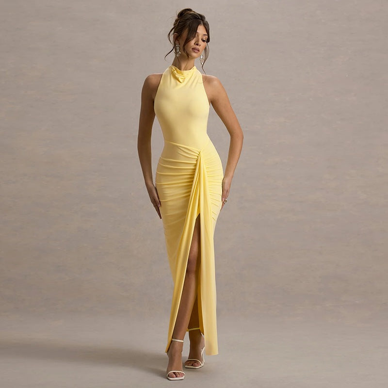 Damer Elegant Maxiklänning med högstående design och raffinerad drapering Mirla-Eva Jonsson