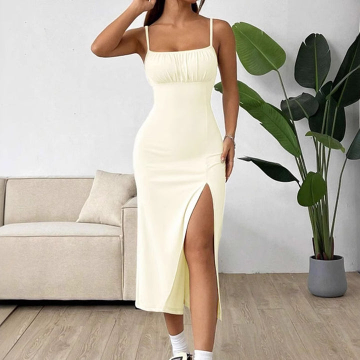 Damer Elegant Maxiklänning med justerbara band och hög slits Eva Jonsson-Eva Jonsson