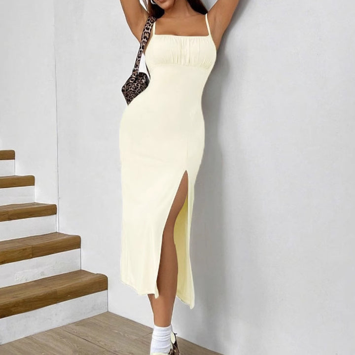 Damer Elegant Maxiklänning med justerbara band och hög slits Eva Jonsson-Eva Jonsson