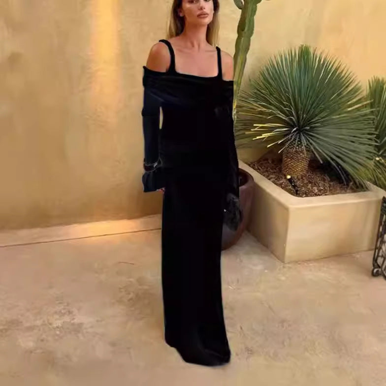 Damer Elegant Maxiklänning med off-shoulder design och rynkor Mirla-Eva Jonsson