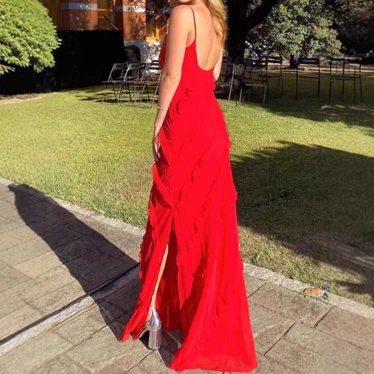 Damer Elegant Maxiklänning med raffinerade Volang detaljer Eva Jonsson-Eva Jonsson