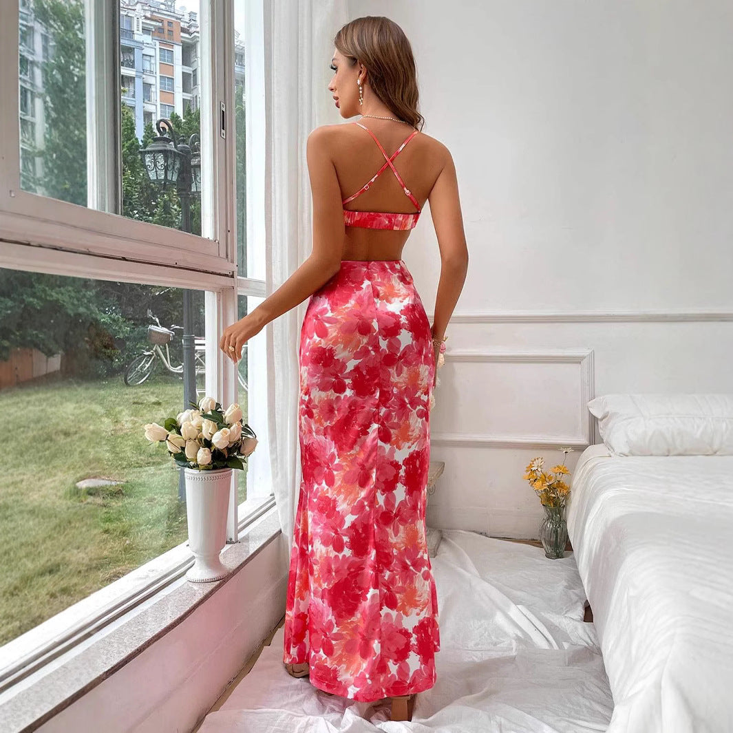 Damer Elegant Maxiklänning med raffinerade cut-outs och blommönster Eva Jonsson-Eva Jonsson