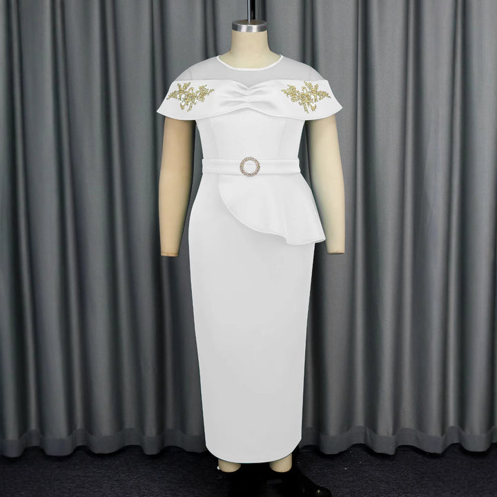 Damer Elegant Maxiklänning med transparenta ärmar och dekorativa applikationer Mirla-Eva Jonsson