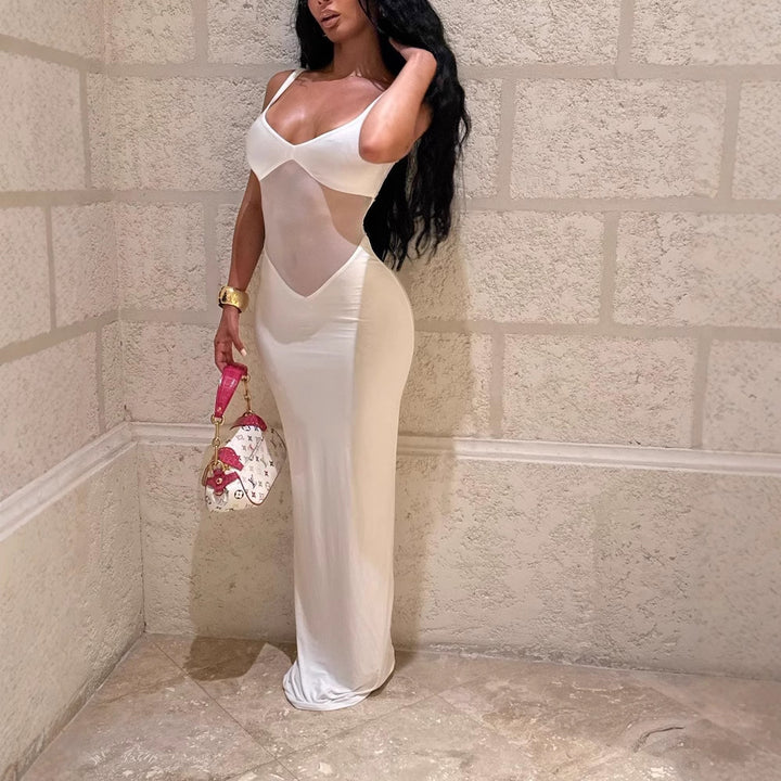 Damer Elegant Maxiklänning med transparenta insatser och figurnära skärning Mirla-Eva Jonsson