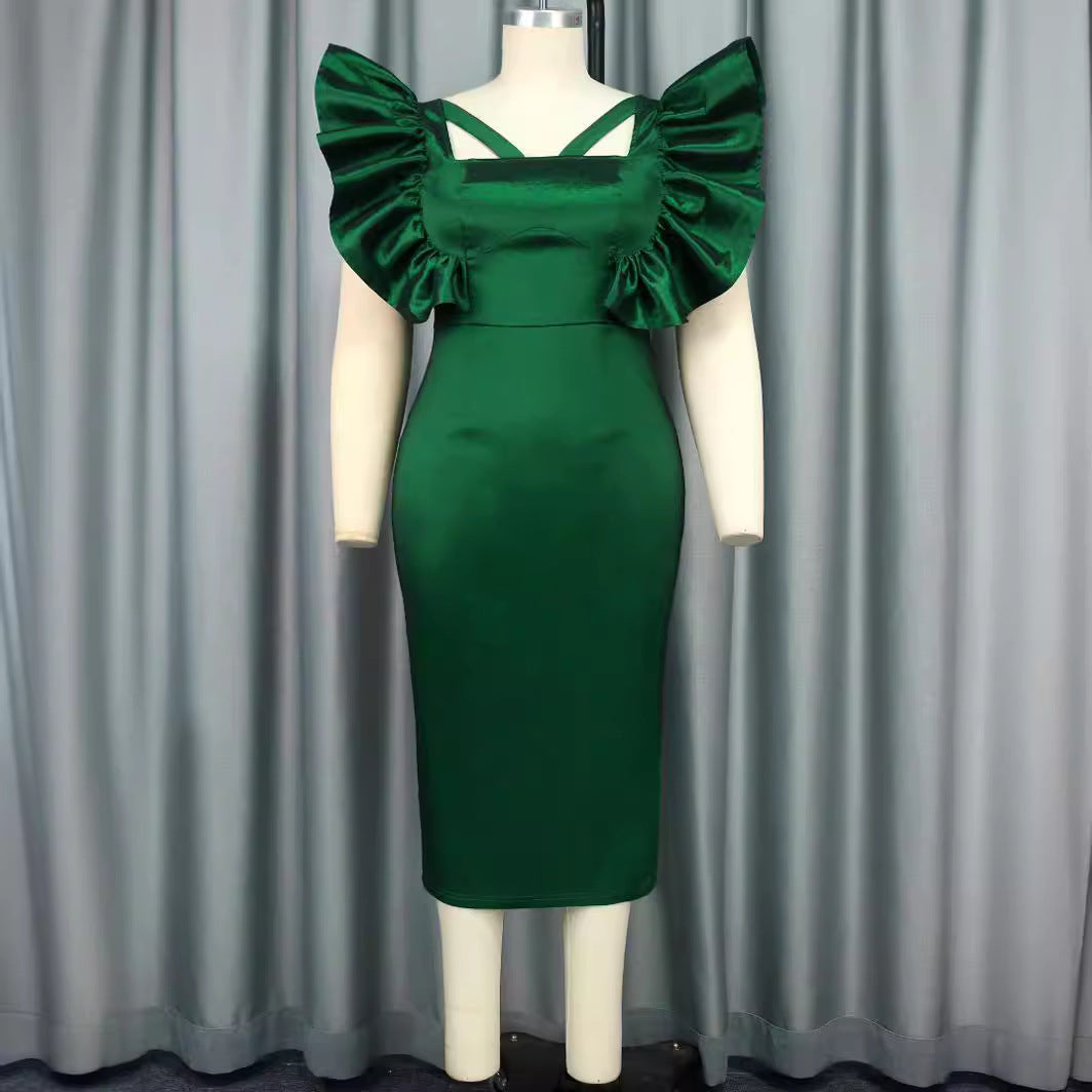 Damer Elegant Maxiklänning med voluminösa volangärmar Mirla-Eva Jonsson