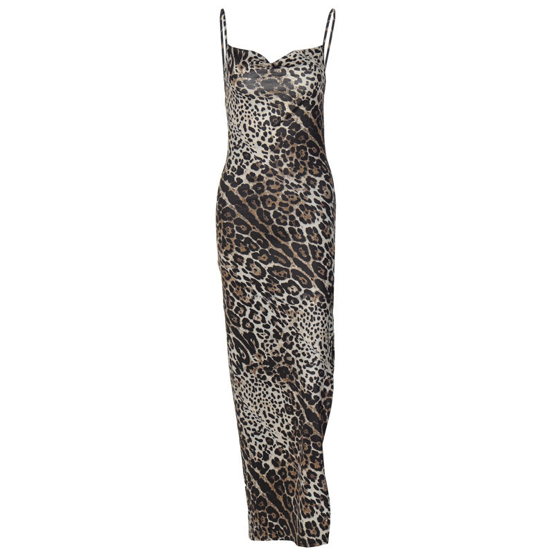 Damer Elegant Maxiklänningar med leopardmönster och sexig slits Mirla-Eva Jonsson
