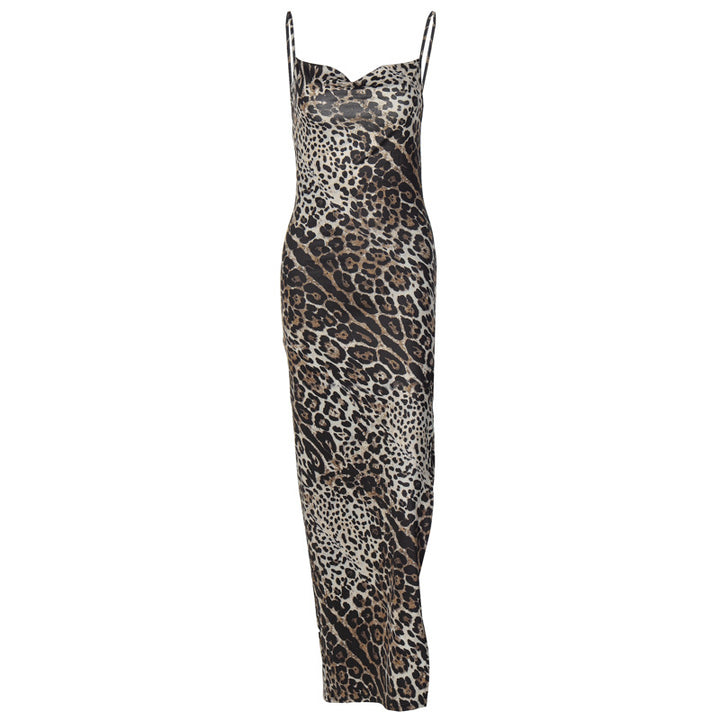 Damer Elegant Maxiklänningar med leopardmönster och sexig slits Mirla-Eva Jonsson