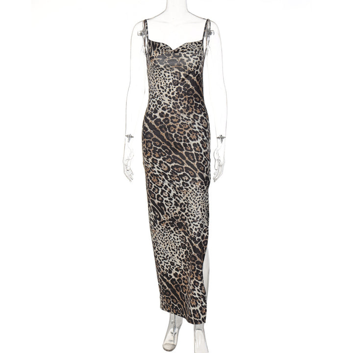 Damer Elegant Maxiklänningar med leopardmönster och sexig slits Mirla-Eva Jonsson