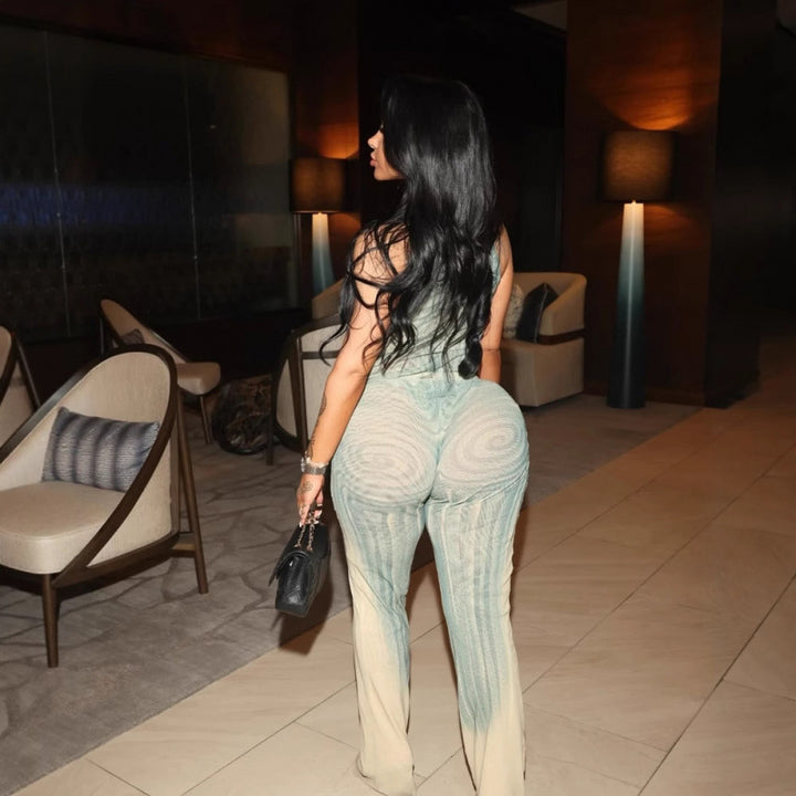 Damer Elegant Mesh Jumpsuit med Racerback och figurnära silhuett Mirla-Eva Jonsson