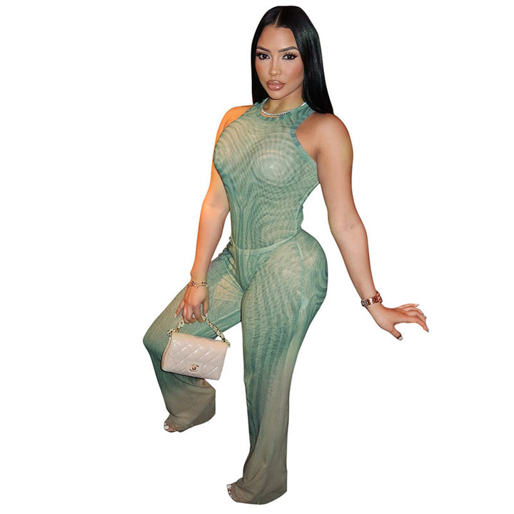 Damer Elegant Mesh Jumpsuit med Racerback och figurnära silhuett Mirla-Eva Jonsson