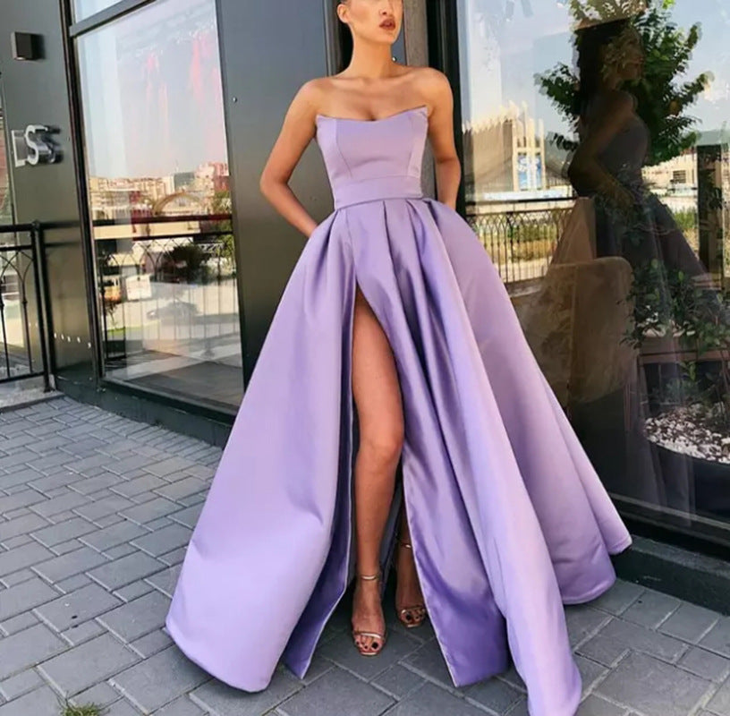 Damer Elegant Middaklänning med Djup Slits och Svävande Kjol Mirla-Eva Jonsson