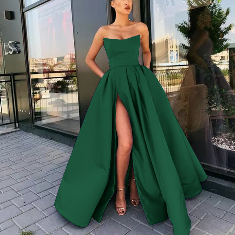 Damer Elegant Middaklänning med Djup Slits och Svävande Kjol Mirla-Eva Jonsson