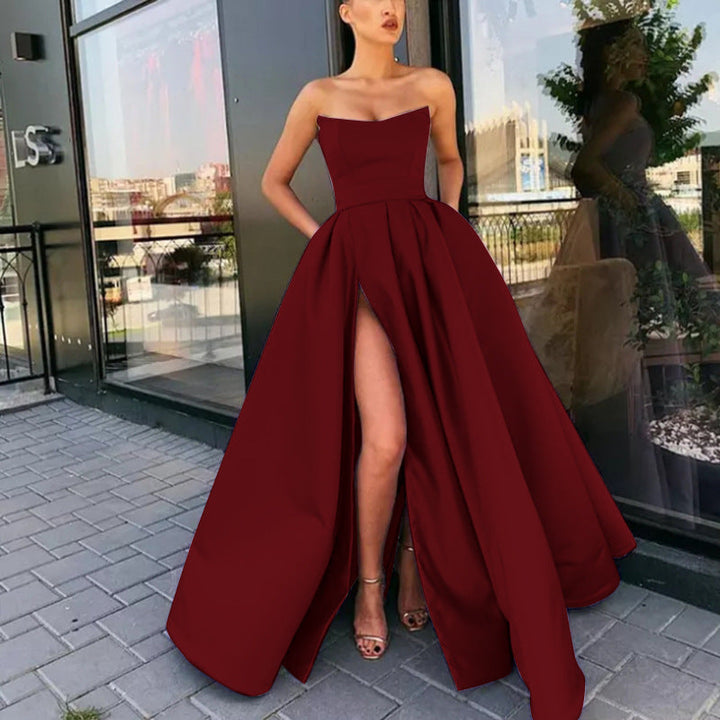 Damer Elegant Middaklänning med Djup Slits och Svävande Kjol Mirla-Eva Jonsson