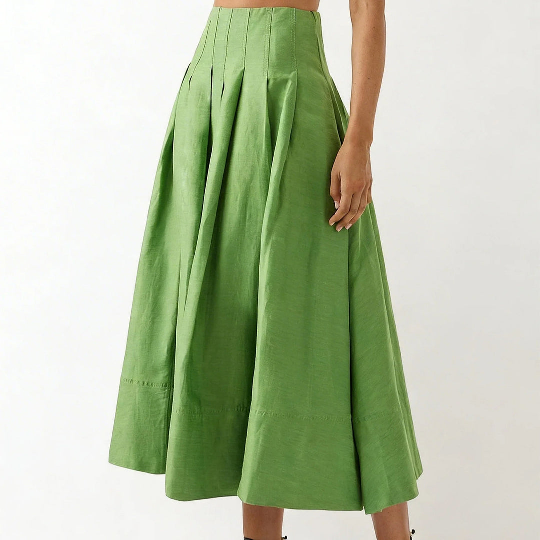 Damer Elegant Midi Kjol med Flödande Snitt och Sida Fickor-Eva Jonsson